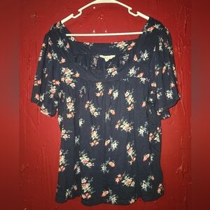 Lucky Brand Navy Floral Blouse